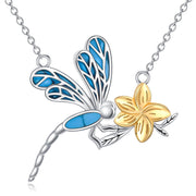 Sterling Silver Turquoise Dragonfly Pendant Necklace