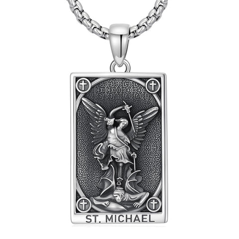 Sterling Silver Saint Anthony Saint Jude Saint Christopher   Saint Michael Amulet Religious Pendant Necklace