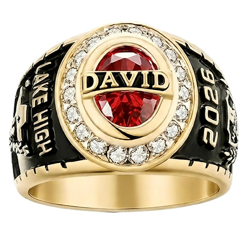 Copper Sterling Silver Personalized Birthstone Engraved High School and College Class Ring