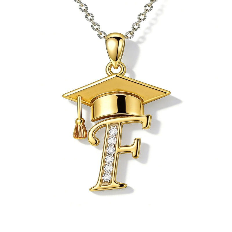 Initial  Graduation 14K Gold Plated Inspiring Grad Pendant Necklace Graduations Jewelry Gifts