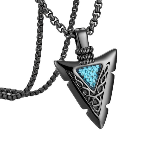 Malachite Turquoise Arrow Pendant Necklace for Men