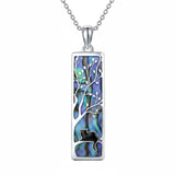 Sterling Silver Abalone Shell Bar Cardinal Bee Butterfly Hummingbird Dragonfly Phoenix Pendant Necklace for Women