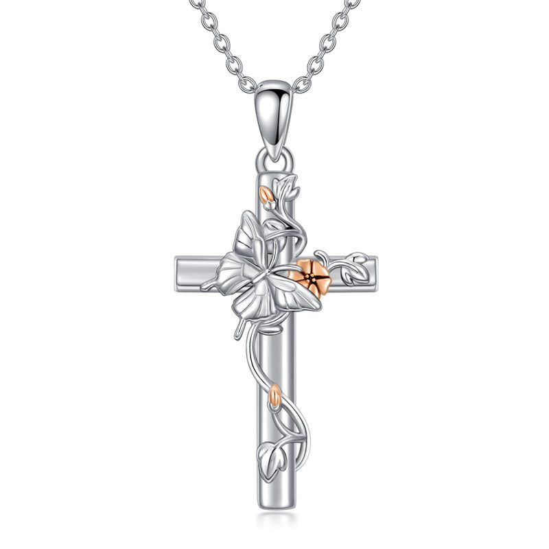 Sterling Silver Cross Bee Hummingbird Butterfly Dove Red Cardinal Pendant Necklace for Her