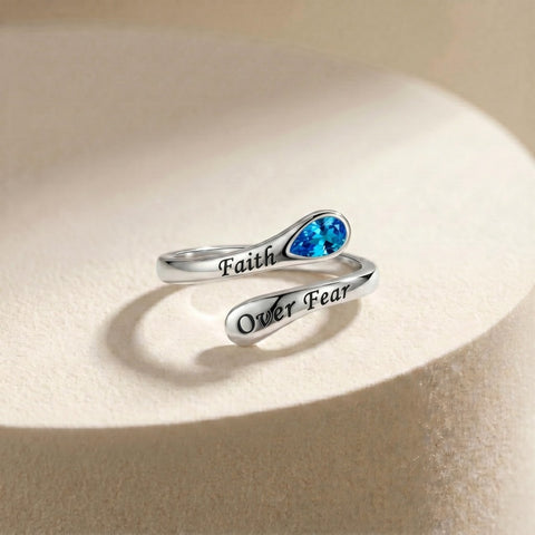 Sterling Silver I Am Enough God Is With Me Let Go Let God Faith Over Fear Faith Hope Love Just Breathe Open Ring