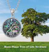 Sterling Silver Abalone Shell Tree of Life Pendant Necklace
