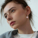 Sterling Silver Heart Cubic Zirconia Sunflower Rose Daisy Lily Lotus Hibiscus Dangle Earrings