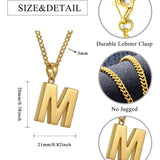 Initial Pendant Necklace 14K Gold Plated with Cuban Chain