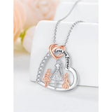 Sterling Silver Mother and 2/3/4 Daughter Heart Pendant Necklace Engraved with Love You Forever