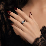 Sterling Silver 10K 14K 18K Gold Custom Engraved  Moissanite Gothic Ring for Women Halloween Gift