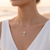 Sterling Silver Cross Pendant Necklace Gift for Anniversary Christmas