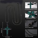 14K Gold Plated Turquoise Malachite Cross Necklace for Men Christianity Cross Jewelry