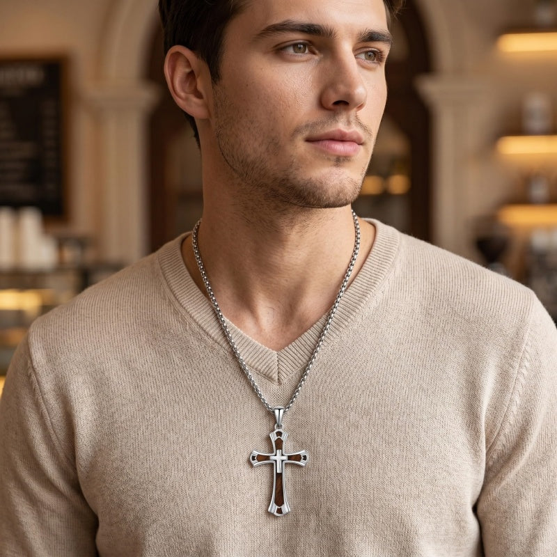 14K Gold Plated Cross Pendant Necklace Protection Jewelry Religious Gift