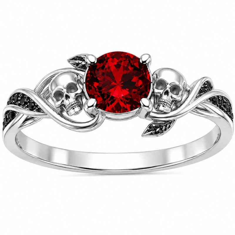 Sterling Silver 10K 14K 18K Gold Personalized Gothic Skull Ring Exquisite Spooky Jewelry for Halloween Lovers