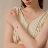 9k 14k Gold Garnet Leaf Red Bracelet