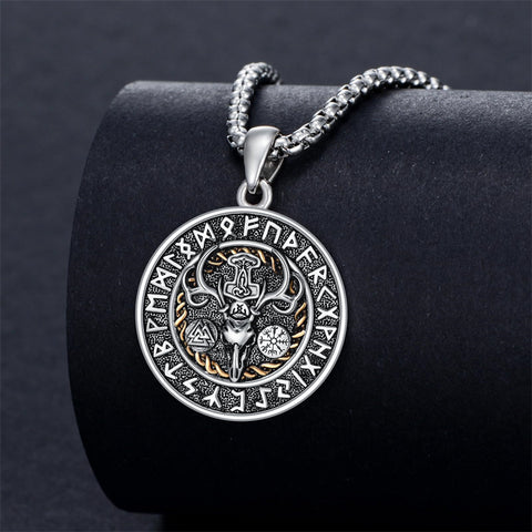 Sterling Silver Amulet Medal  St Sebastian Saint Christopher Viking Deer Pendant Necklace