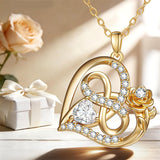 Sterling Silver Birthstone Rose Necklace for Women