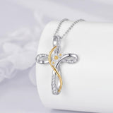 Sterling Silver Daisy Rose Plumeria Lotus Sunflower Cross Pendant Necklace for Women