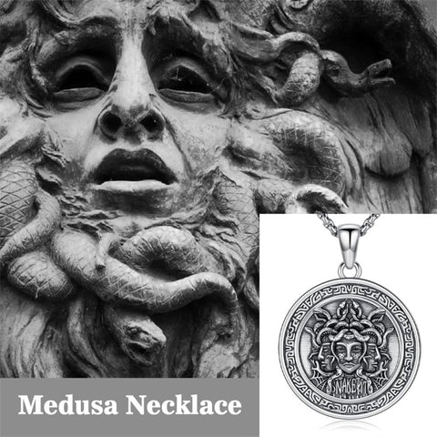 Sterling Silver Medusa Triple Moon Goddess Athena Pendant Necklace for Women