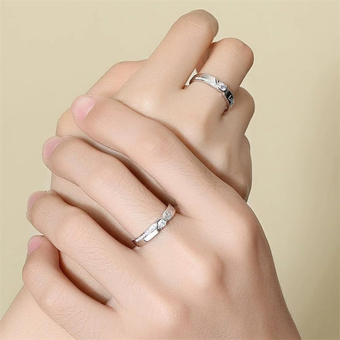 Copper Cubic Zirconia Cubic Adjustable Matching Couple Rings