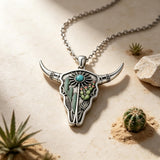 Sterling Silver  Bluebonnets Cow Skull Cowboy Hat Boot Cactus Cowgirl Texas Necklace Texas Necklace