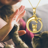 14K Yellow Gold Cat Pendant Necklace