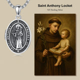 Sterling Silver Personalized Photo St. Anthony Francis Sebastian Medal Protection Necklace Catholic Christian Jewelry