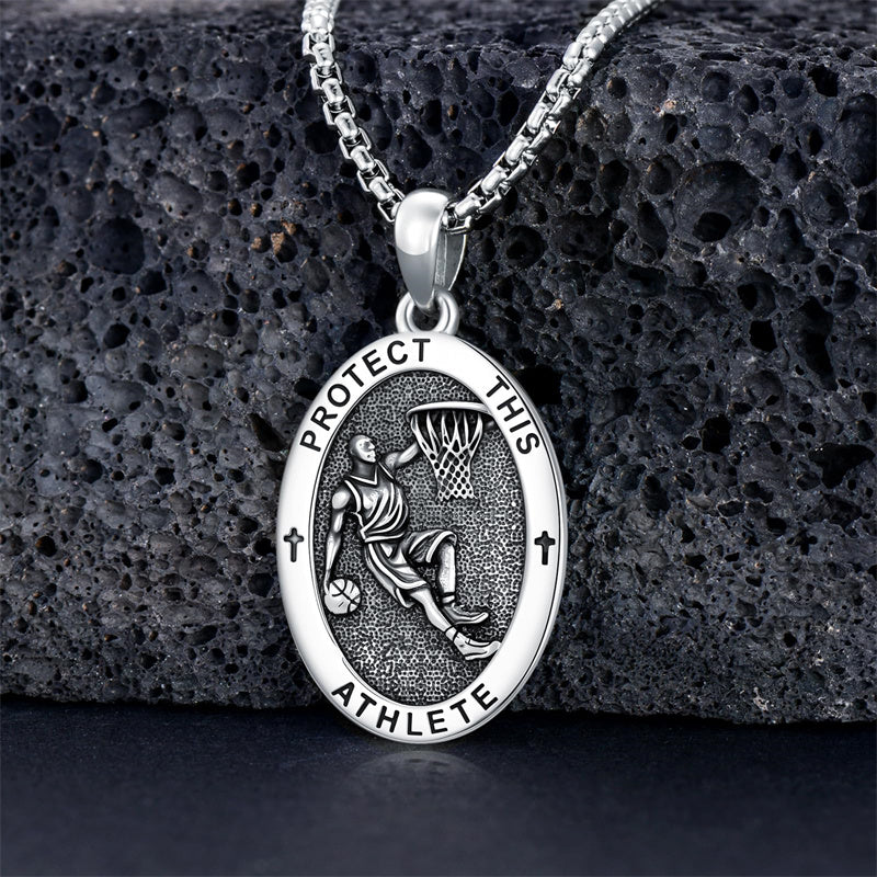 Sterling Silver Amulet Medal  St Sebastian Saint Christopher Viking Deer Pendant Necklace