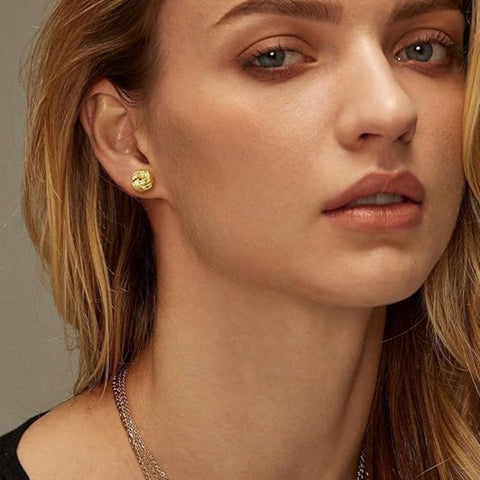14K Gold Plated  Knot Stud Earrings for Women