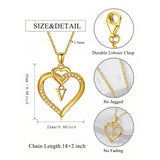 Heart Initial A-Z Pendant Necklace for 14K Gold Plated Women Initials Jewelry Gifts