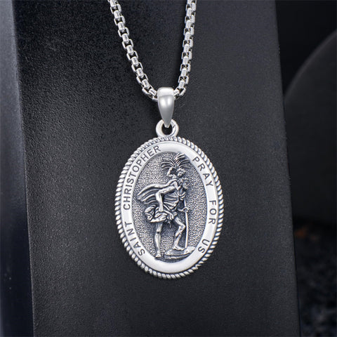 Sterling Silver Saint Joseph St Michael Saint Peter Saint Christopher Religious Pendant Necklace