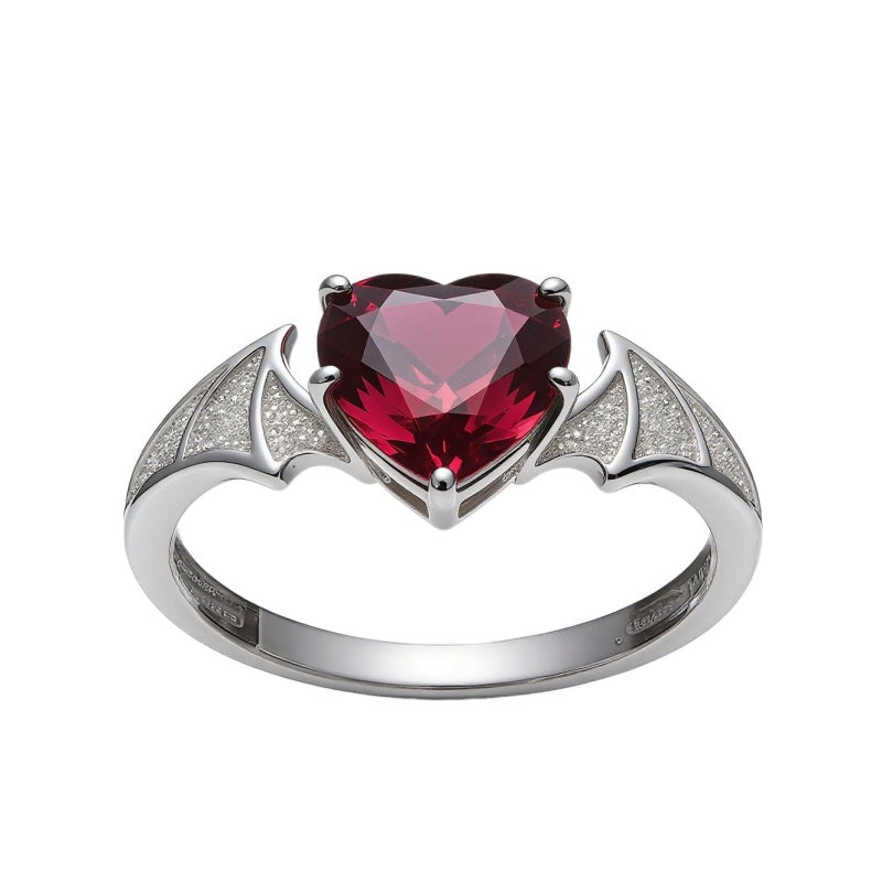 Sterling Silver Personalized Birthstone Punk Skull Bat Snake Ring Goth Jewelry for Halloween Birthday