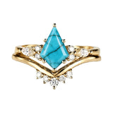 Sterling Silver Personalized Engraved 1-3CT Turquoise Engagement  Wedding Promise Ring Set for Her