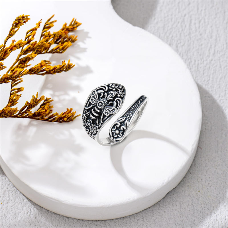 Sterling Silver Oxidized Dragonfly Butterfly Hummingbird Sea Turtle Anchor Cross Tree of Life Sunflower Spoon Ring
