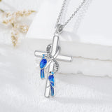 Sterling Silver  Hummingbird Blue Jay Dragonfly Butterfly Cross Necklace Engraved with I Love You Forever