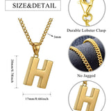 Initial Pendant Necklace 14K Gold Plated with Cuban Chain