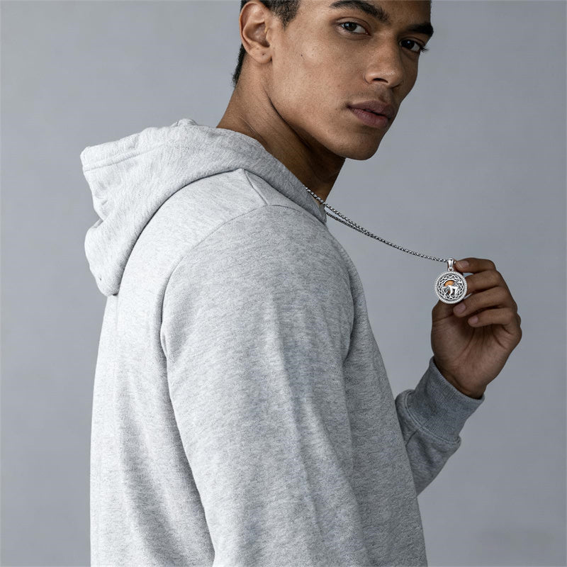 Sterling Silver Tiger Eye Eagle Lion Pendant Necklace for Men