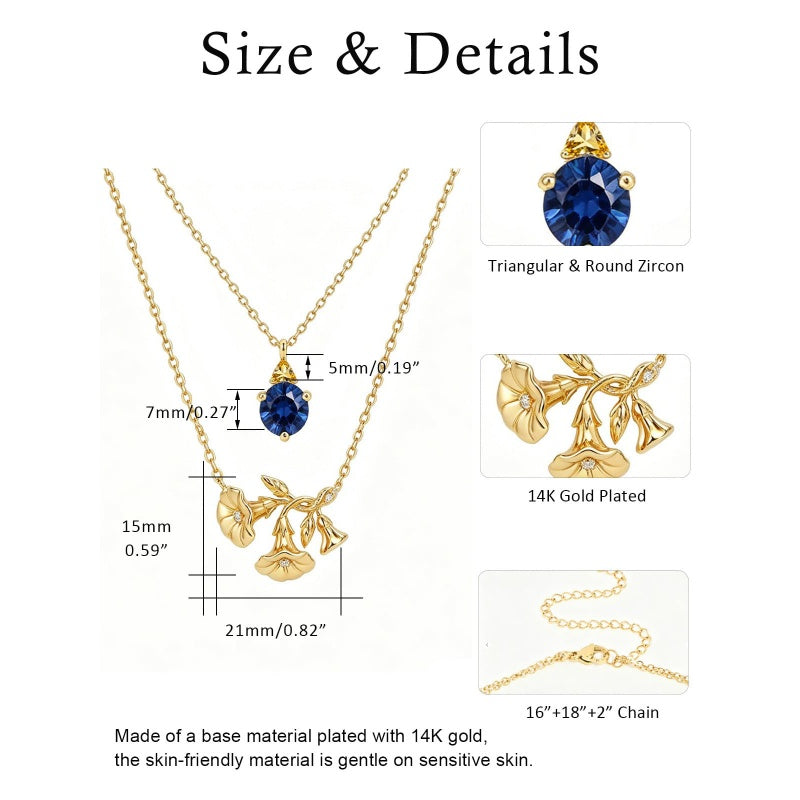 14K Gold Birthstone Birth Flower  Pendant Necklace Birthday Jewelry Gifts for Women