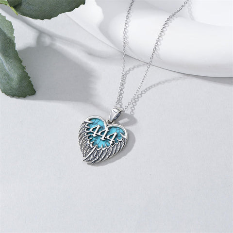 Sterling Silver Turquoise Angel Number 11:11 111 333 444 Pendant Necklace