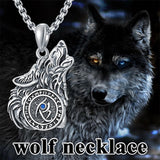 Sterling Silver Viking Wolf Pendant Necklace