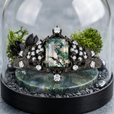 Sterling Silver 10K 14K 18K Gold 1-4CT Moss Agate Engagement Ring Promise Ring