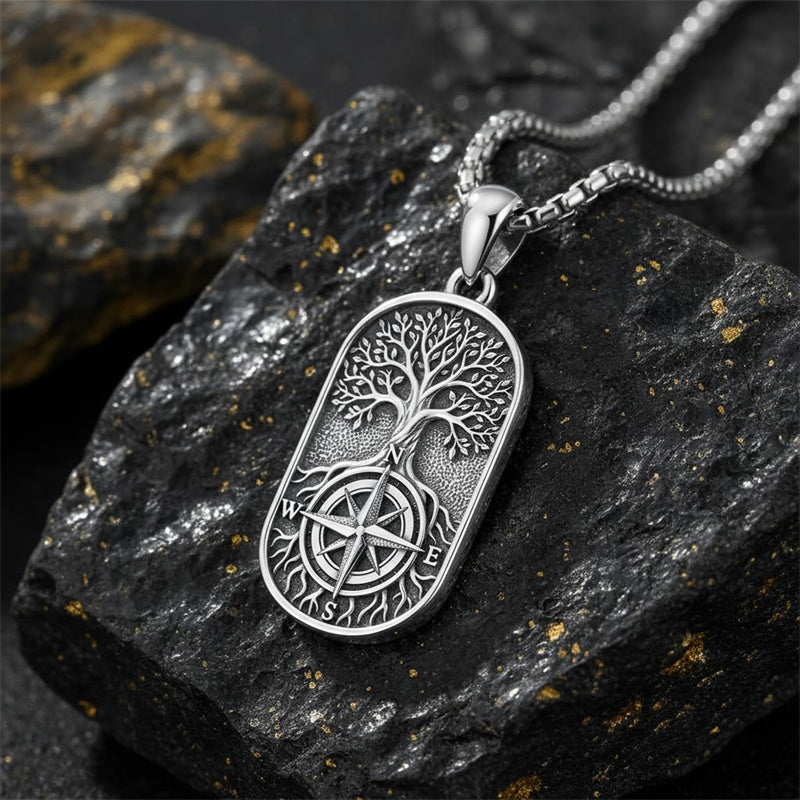 Sterling Silver Memento Mori Tree of Life Anubis Pendant Viking Amulet   Protection Pendant Necklace Egyptian Jewelry