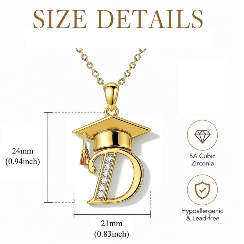 Initial  Graduation 14K Gold Plated Inspiring Grad Pendant Necklace Graduations Jewelry Gifts