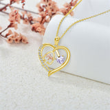 10K 14K 18K Gold Heart Birthstone Personalized Engraved Stethoscope Pendant Necklace