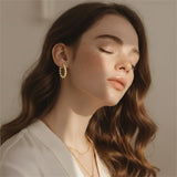 14K Gold Plated Round Cubic Zirconia Hoop Earrings for Women