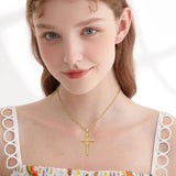 14K Gold Plated Faith Cross Pendant Necklace Religious Gifts for Women