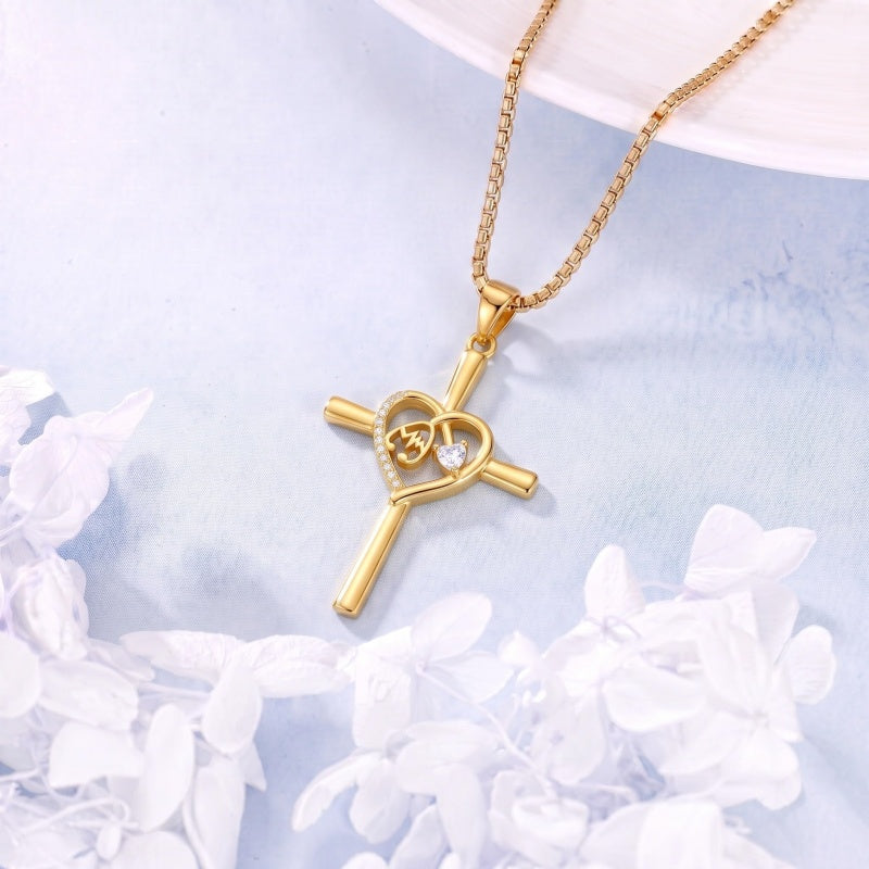 14K Gold Plated Stethoscope Caduceus Cross Pendant Necklace for Women
