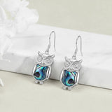 Sterling Silver Abalone Shell Hummingbird Owl Sea Turtle Cat Frog Horse Seahorse Dangle Earrings  Gifts for Christmas