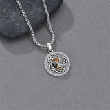 Sterling Silver Tiger Eye Eagle Lion Pendant Necklace for Men