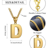 Initial Pendant Necklace 14K Gold Plated with Cuban Chain