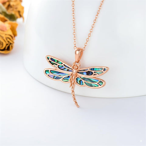 Sterling Silver Blue Dragonfly Pendant Necklace
